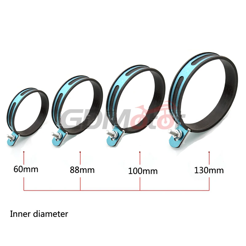 

Universal Motorcycle Exhaust Pipe Muffler Escape In diameter Holder Clamp Fixed Ring Support Bracket 60mm 88mm 100mm 130mm