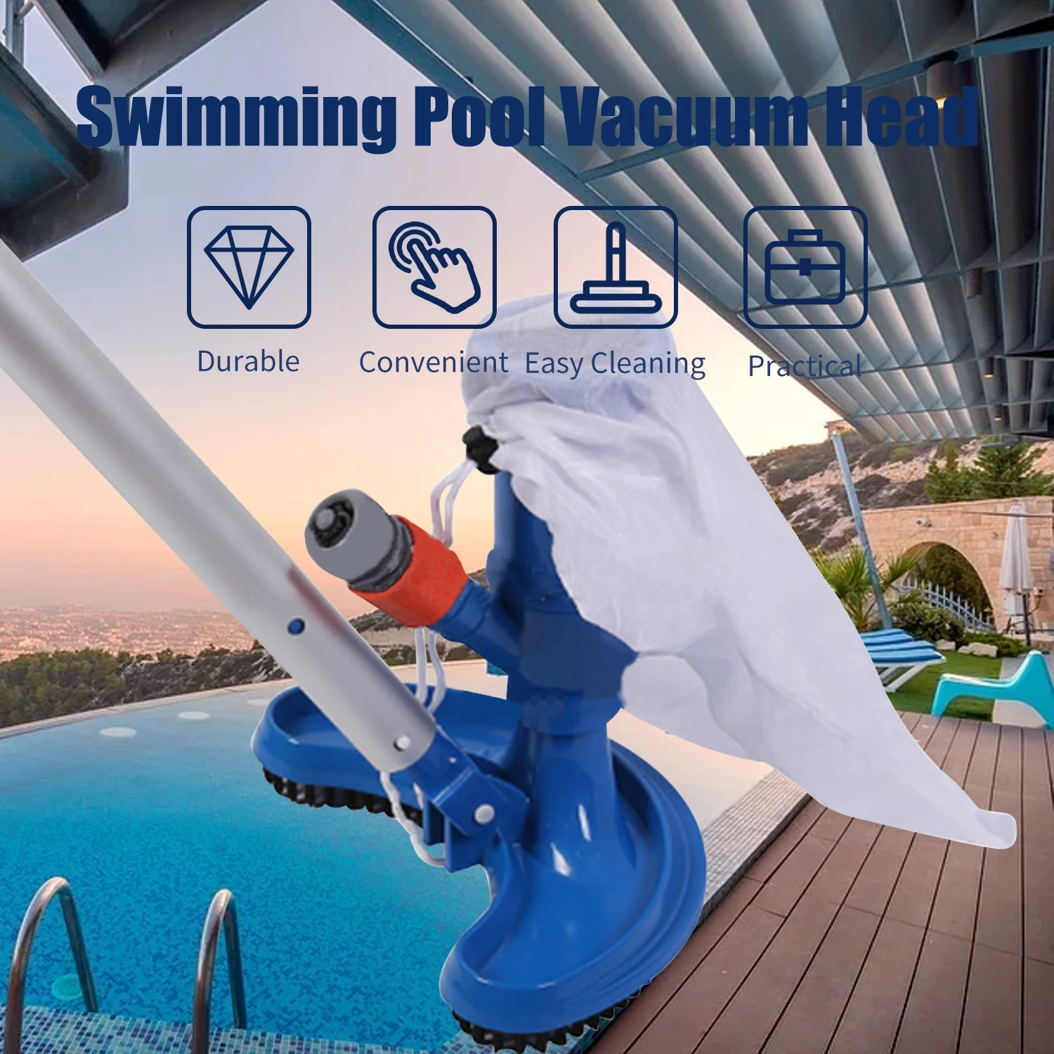 

Swimming Pool Vacuum with Clip Handle Drawstring Bag Pool Flexible Cleaning Spray Brush Pool Surface Cleaning Tool Clean Corners