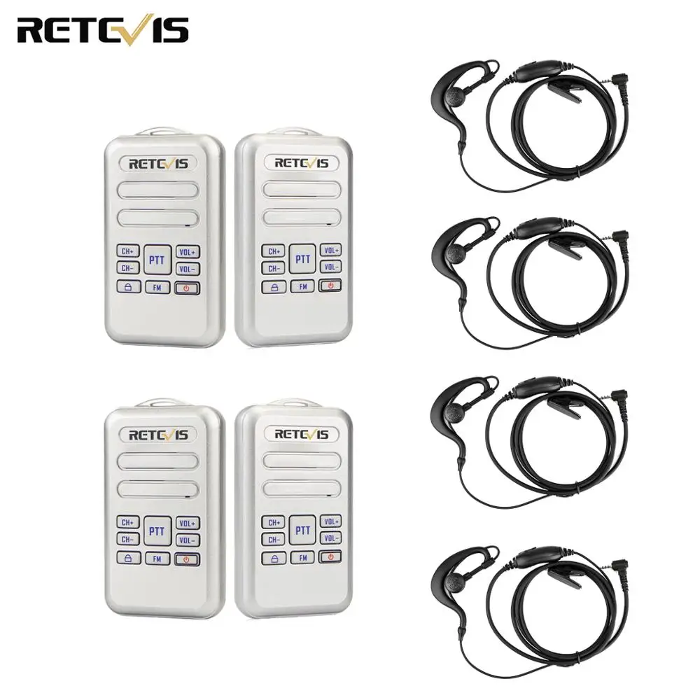 Мини рация 2 Вт UHF 400 470 МГц FM 16CH 4 шт. RETEVIS RT20 бизнес двухсторонний радиоприемник
