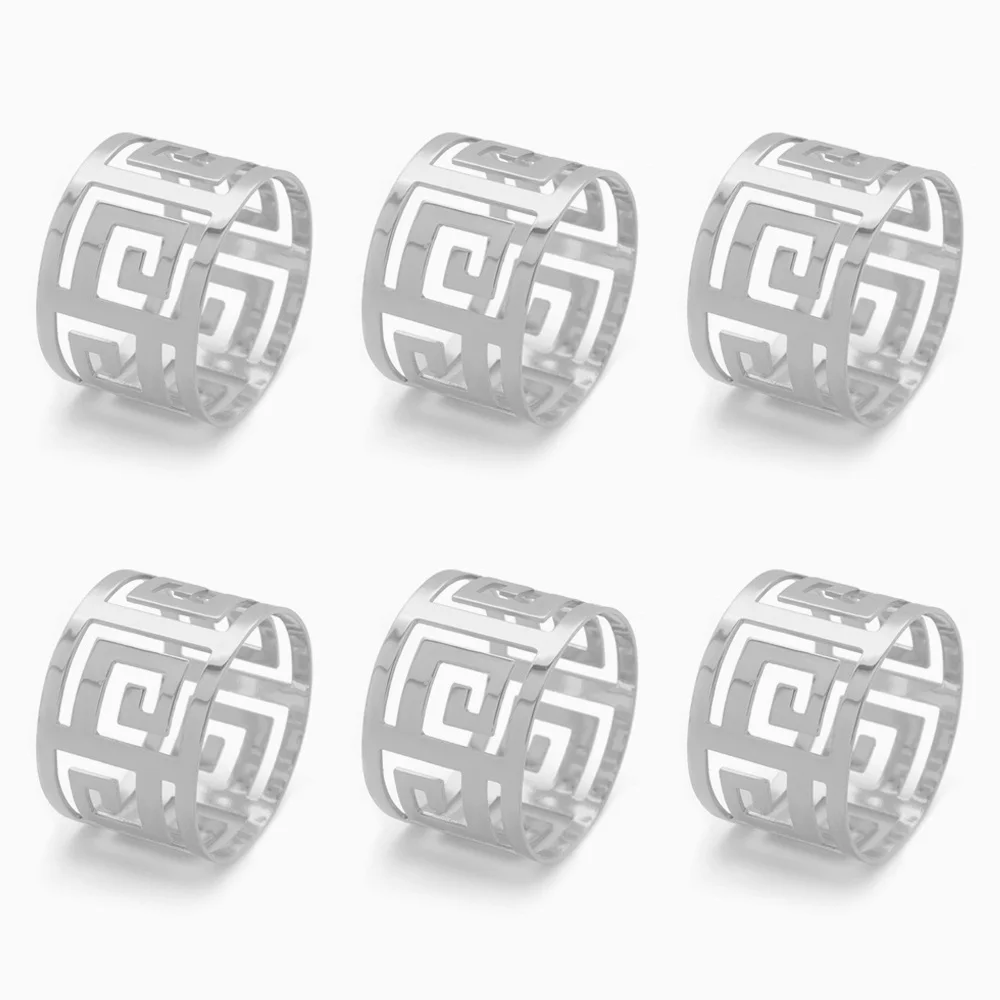 Silver 6pcs TAI Top 6 шт. кольцо для салфеток из металлического сплава кольца для салфеток для свадебной вечеринки банкета западное обеденное полотенце держатель для салфеток украшение стола - Цвет: Silver 6pcs
