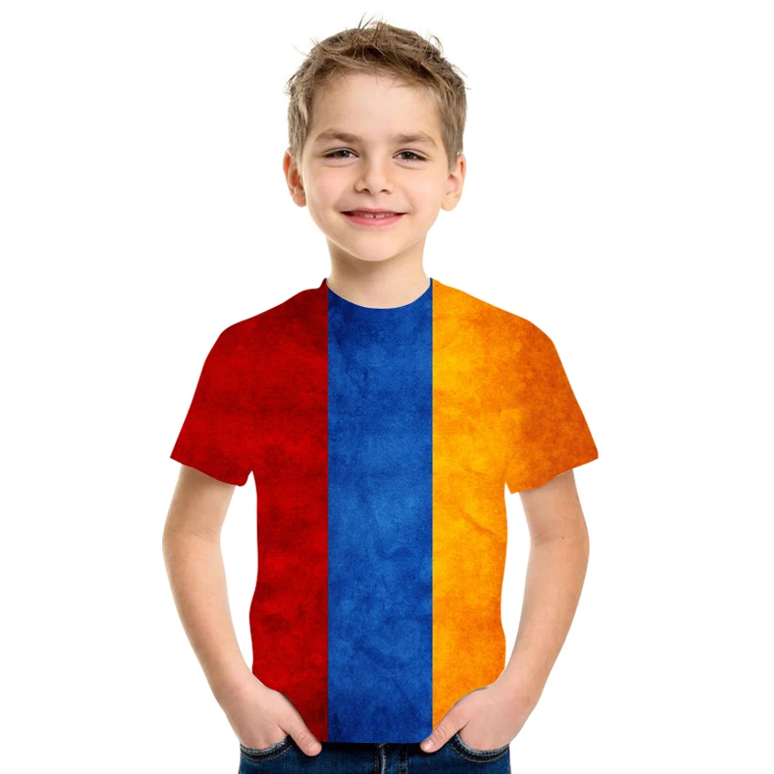 

Summer Boys and Girls National Flag Pattern 3D Printed T-shirt Boys Fashion Top Short Sleeve T-shirt Casual Breathable Loose Clo
