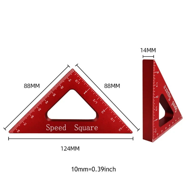 

Aluminum Alloy Angle Ruler Inch Metric Triangle Ruler Carpenter's Workshop Woodworking Square Multifunction Tool