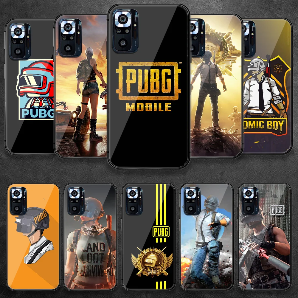 

PUBG Game Tempered Glass Phone Case Cover For Xiaomi Redmi Note 7 8 9 10 A C T S Pro K 30 40 Painting Cover Fashion Trend