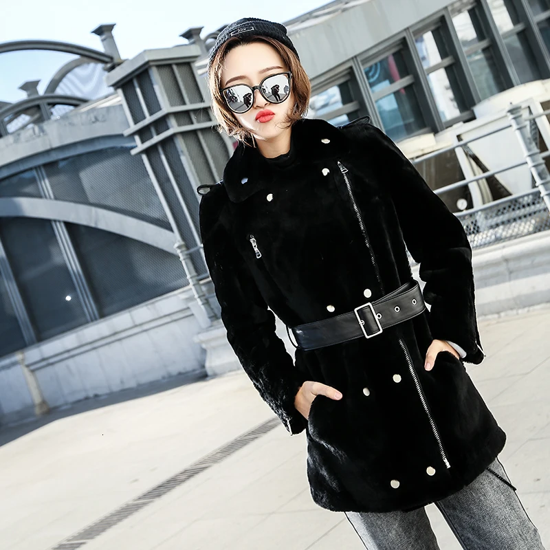 Женское пальто из натурального меха овчины зимнее женская Корейская куртка