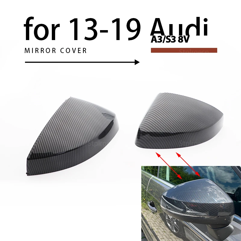 

Carbon Fiber LookReplacement Side Mirror Cap Covers for Audi A3 S3 8V RS3 Glossy Pearl Black 2013 2014 2015 2016 2018 2017 2019