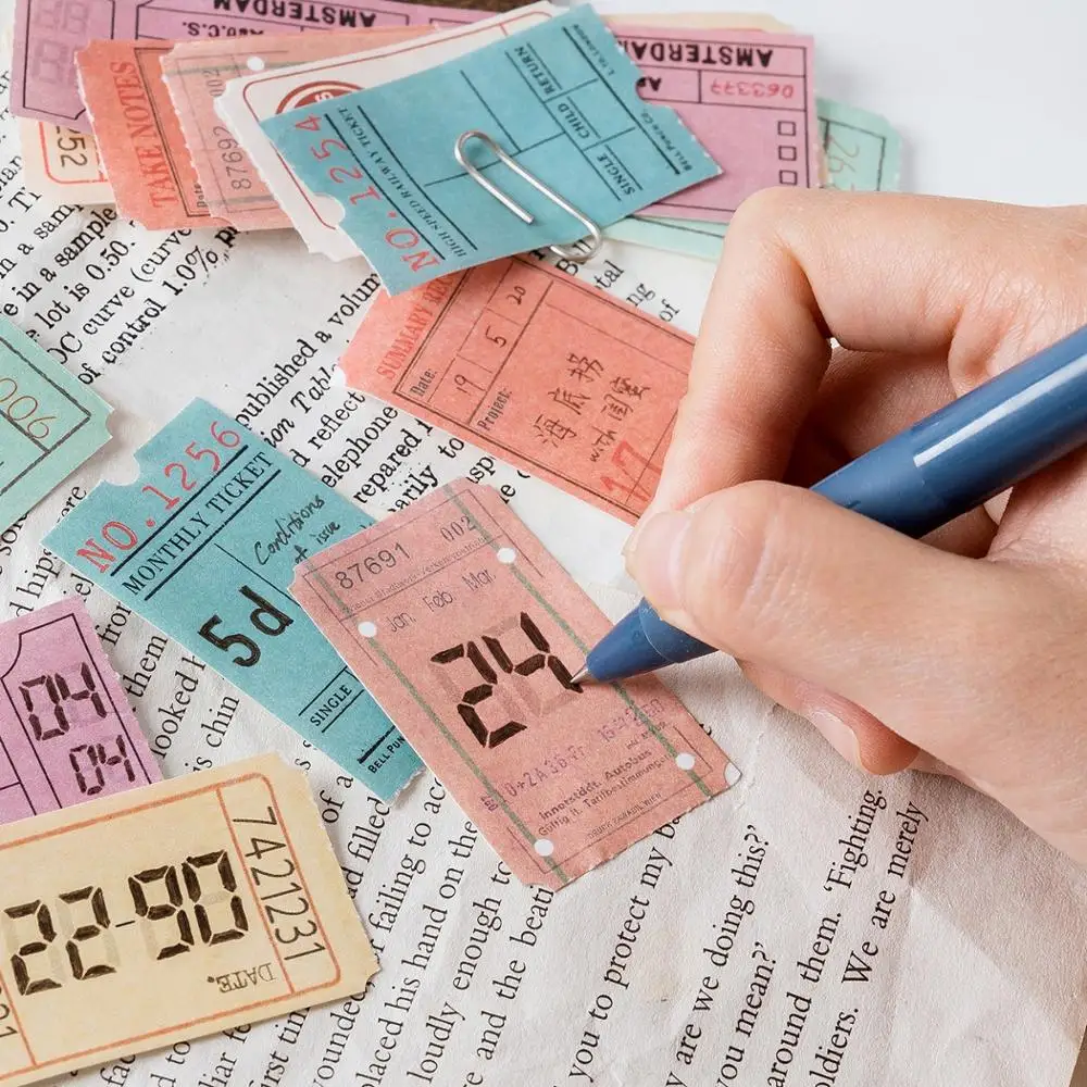 

3cm*5m Retro Bill Series Tearable Functional Tape Adhesive Tape DIY Scrapbooking Sticker Label Masking Tape