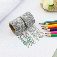 30mm5m paintable washi tape hand account diy tearable can be handwritten coloring tape retro plant stationery school supplies