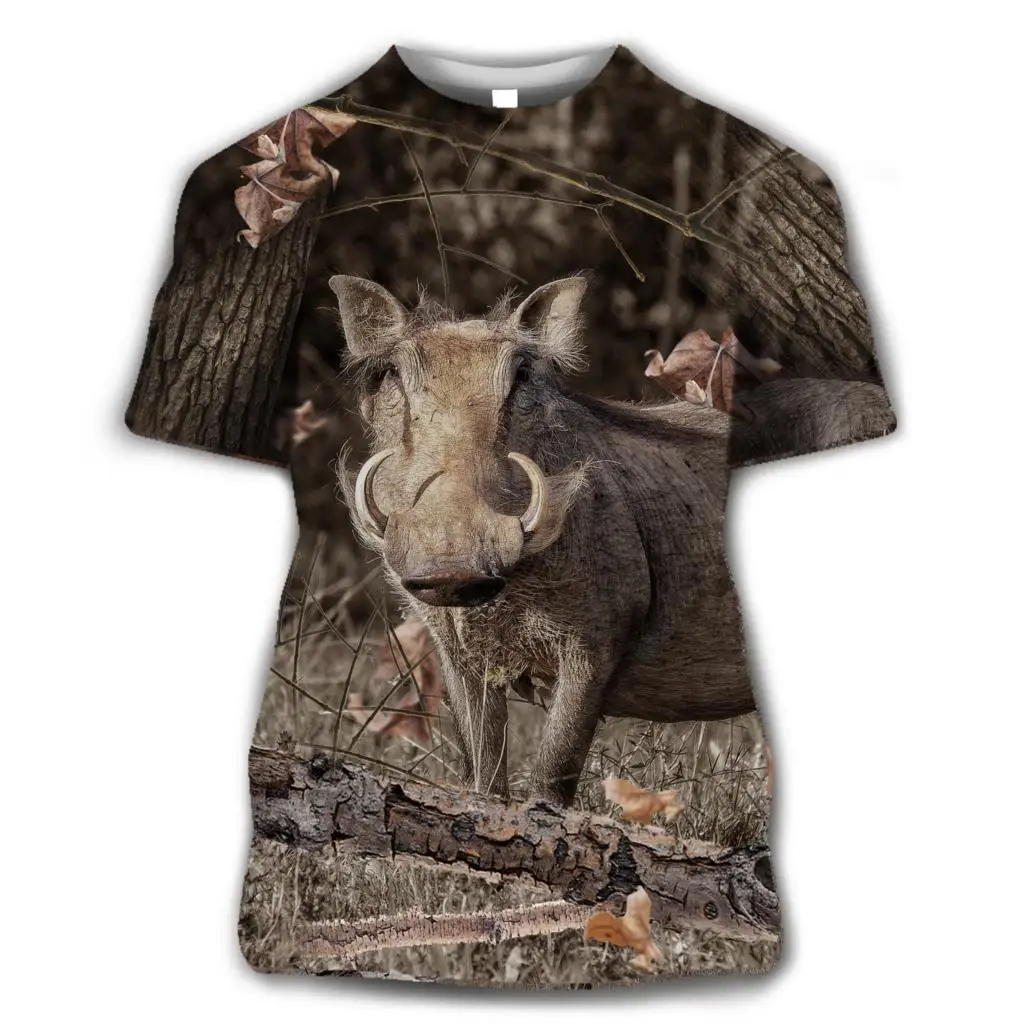 

Top Sika Deer T-shirt Men Jungle Animal 3D Printing Hunting Reed Camouflage T-shirt Gun Hidden Deer Funny Woman Street Clothing