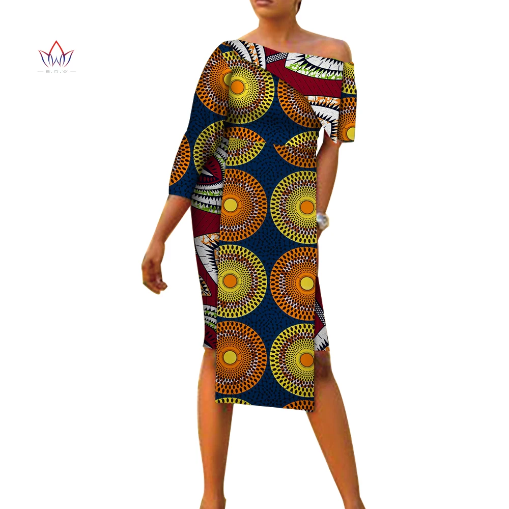Fashion Summer African Dresses For Women Wear Bazin Riche Wax Print Party robe Asymmetry Sleeve Outfits Girls Wy4451 | Тематическая