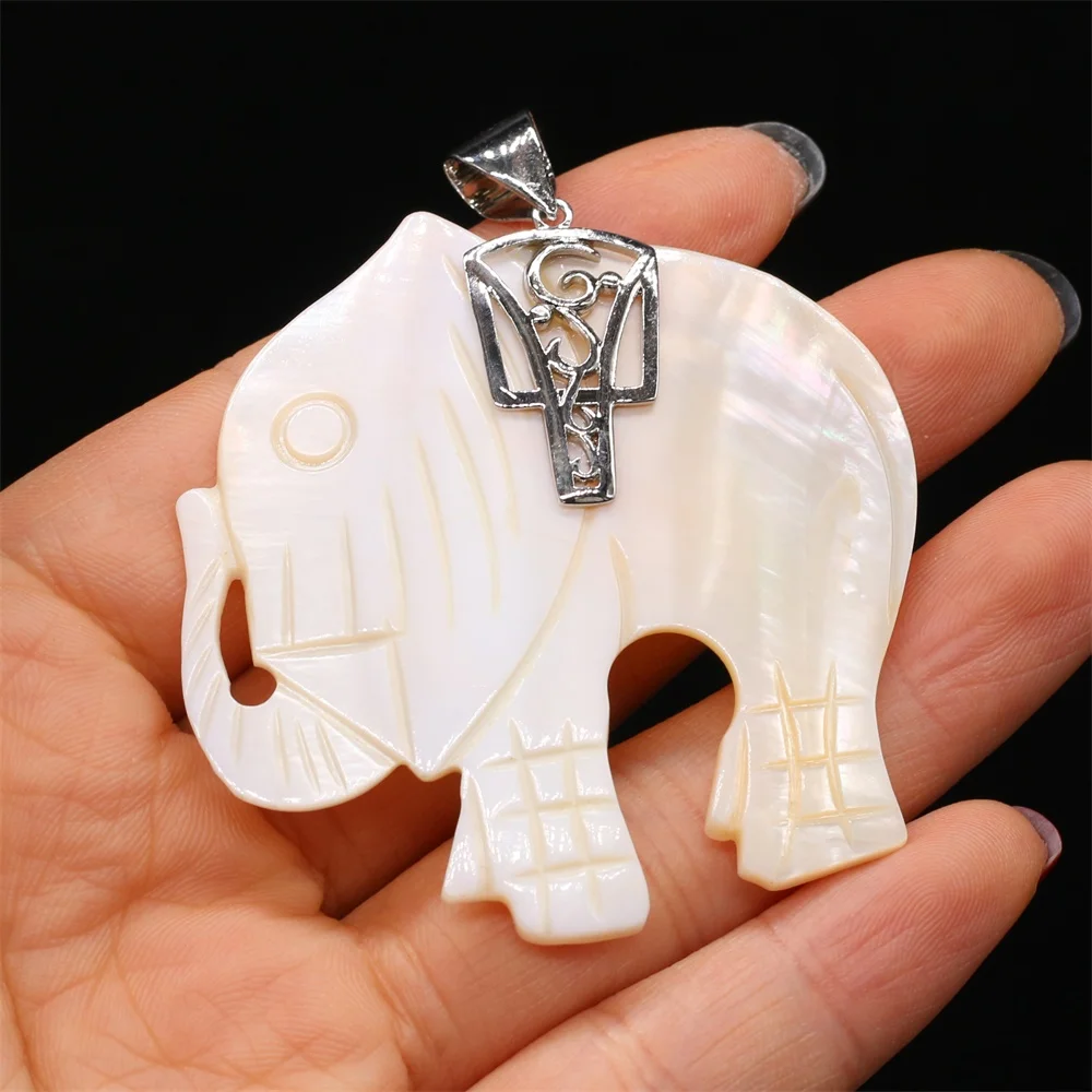 Natural White Shell Pendant The Mother Of Pearl Elephant-Shaped For Jewelry Making DIY Necklace Anklet Accessory |