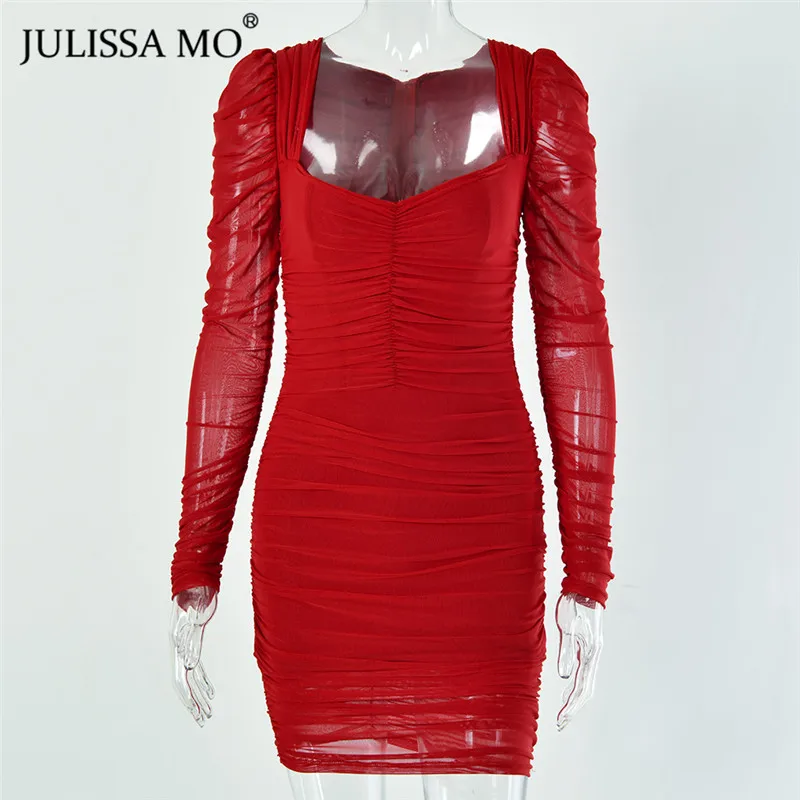 Julissa Mo двойной Слои сетки сексуальное облегающее женское платье с короткими