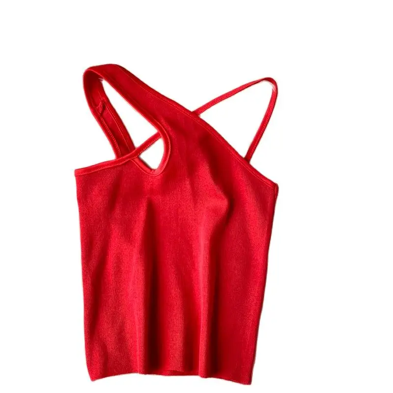 

Sexy Cross Camis Slim Female Camisole Summer Hollow Out Streetwear Sleeveless Crop Top Solid Color Cotton Basic Women Camisole