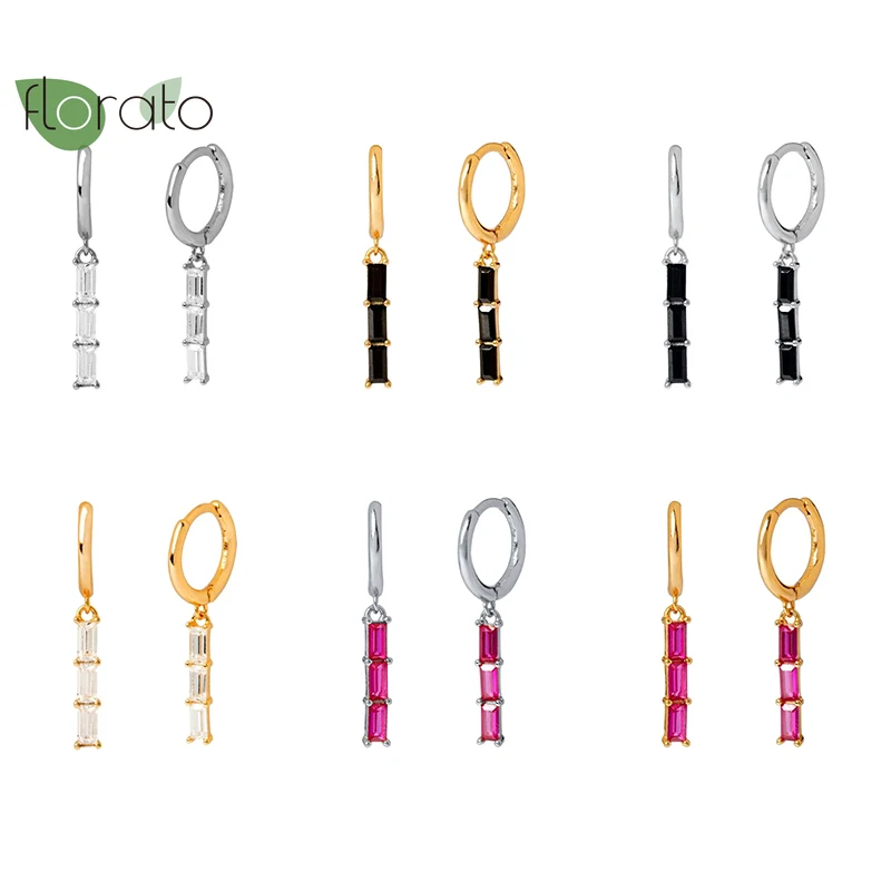 Женские серьги кольца из серебра 925 пробы с фианитом|Серьги-кольца| |