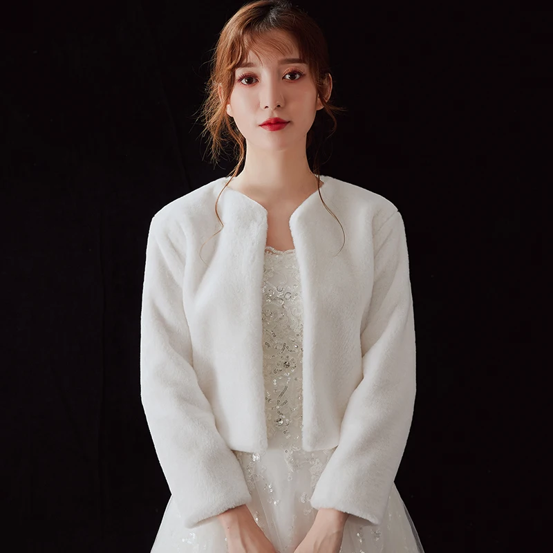 Мягкая куртка из искусственного меха для женщин пальто с рукавами болеро модное