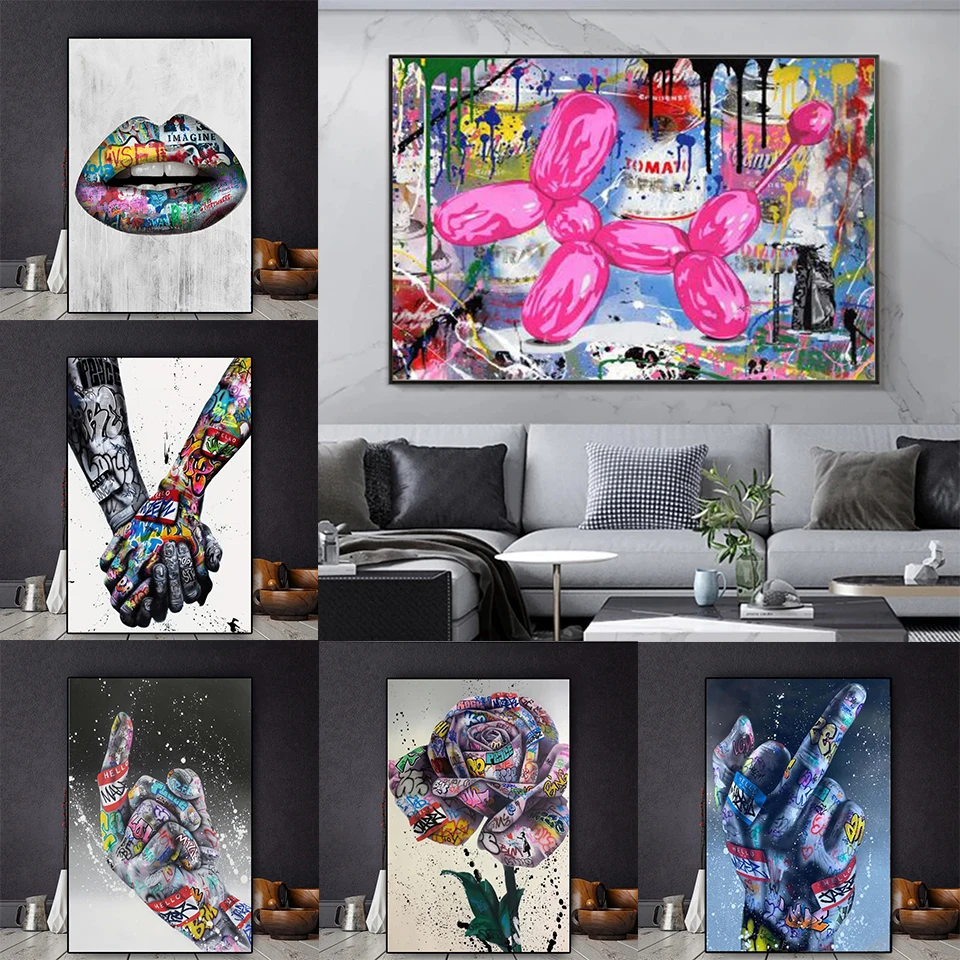 

Street Graffiti Art Posters and Prints Pictures Lover Hands Modern Abstract Wall Art Canvas Paintings for Living Room Decoration