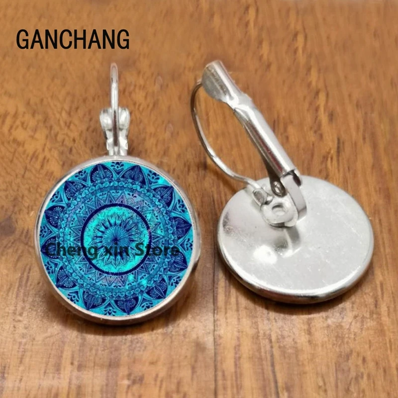 Модные Гламурные серьги с изображением мандалы хной из хрусталя зеркальные