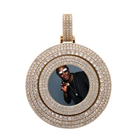 omyfun turn around custom photo memory medal pendant necklace hip hop photo frame men women necklace award fashion jewelry gift