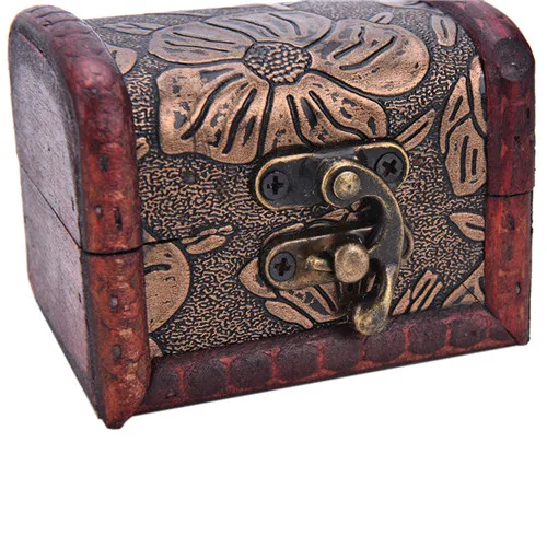 

1pcs Wooden Jewelry Storage Case Organiser Gifts Vintage Treasure Chest Wood Box Carrrying Cases Antique Style Jewelry