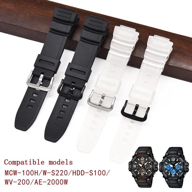 

Watch Band for Casio MCW-100H/110H/W-S220/HDD-S100 WV-200/AE-2000/2100 Resin Strap 16mm Watch Accessories Silicone Strap