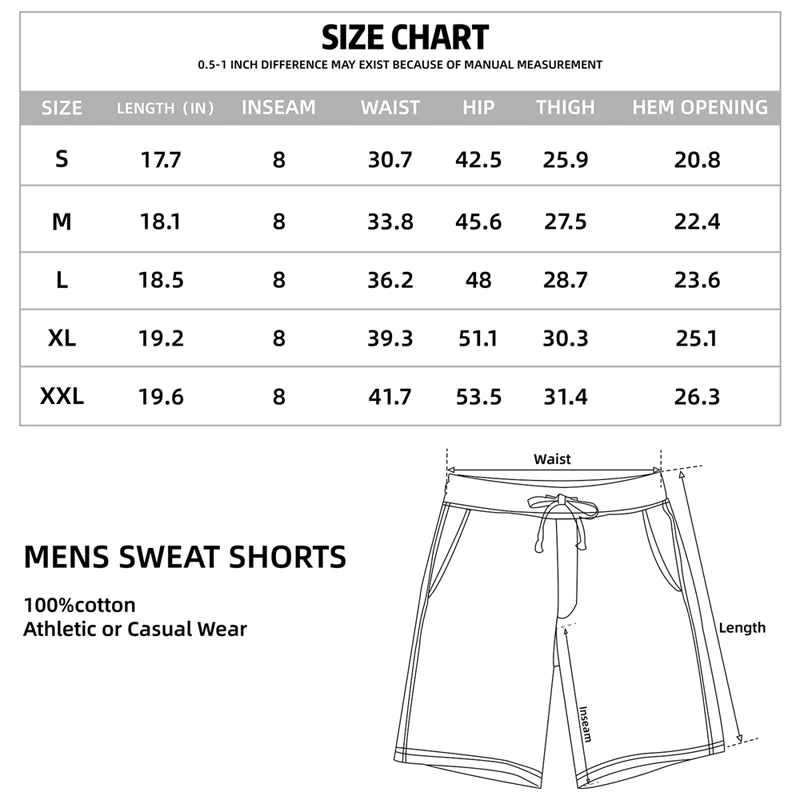 

Fashion Brand Men's Casual Sweat Quick-Dry Shorts Cotton Athletic Workout Lounge Sweat Shorts Elastic Waist With 3-Pockets