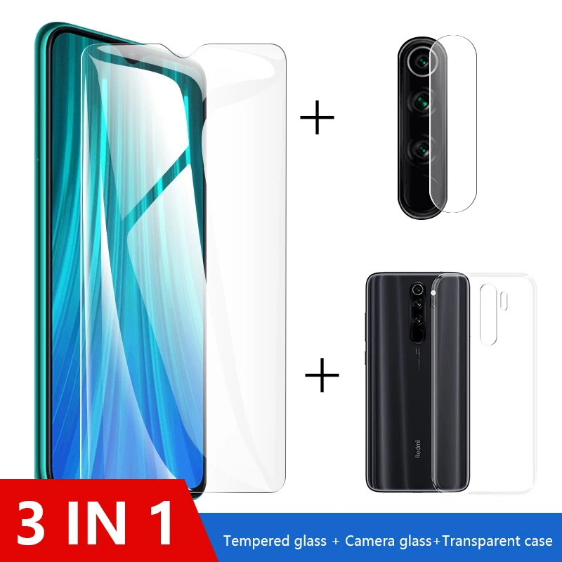 3 в 1 чехол + камера стекло для xiaomi redmi note 8 7 pro экран протектор стеклянный объектив 7a