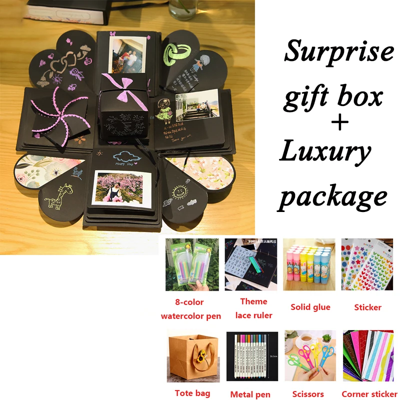 Luxury Suit DIY Взрывная Подарочная коробка Suprise Love Подарочная коробка для дня рождения Свадебные украшения бумажная коробка скрапбук юбилей фотоальбом - Цвет: Luxury Suit