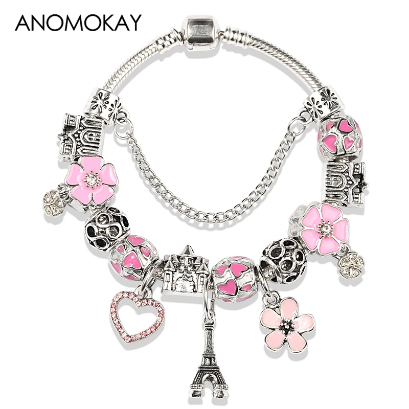 Прямая поставка романтическая розовая эмалированная Подвеска со стразами в виде