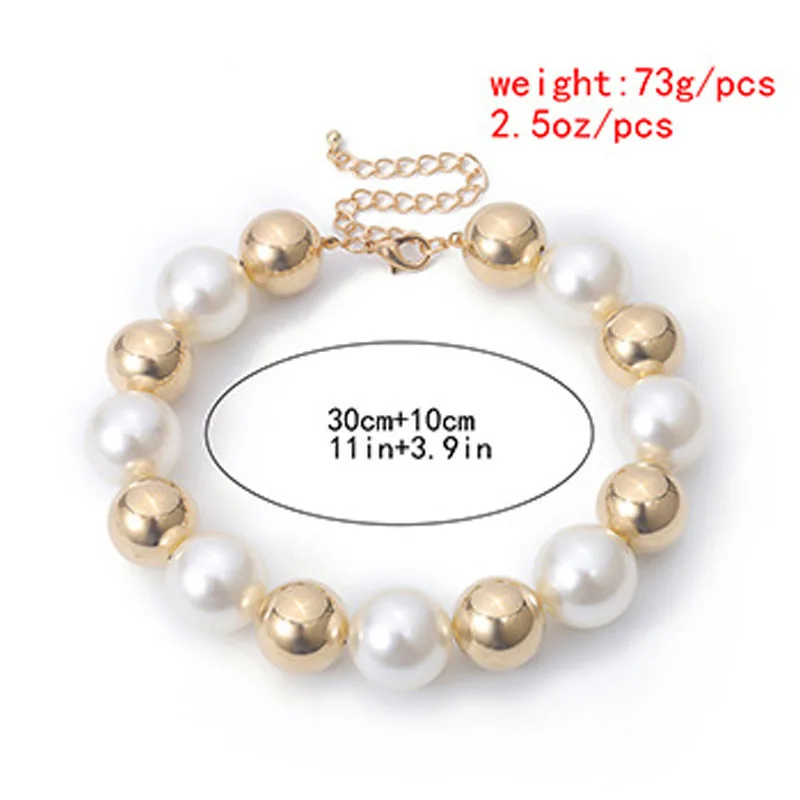 

New Arrival Exaggerate Big Beads Imitation Pearl Chain Chokers Collars For Women 2020 Fashion Gold Silver Color Necklaces bijoux