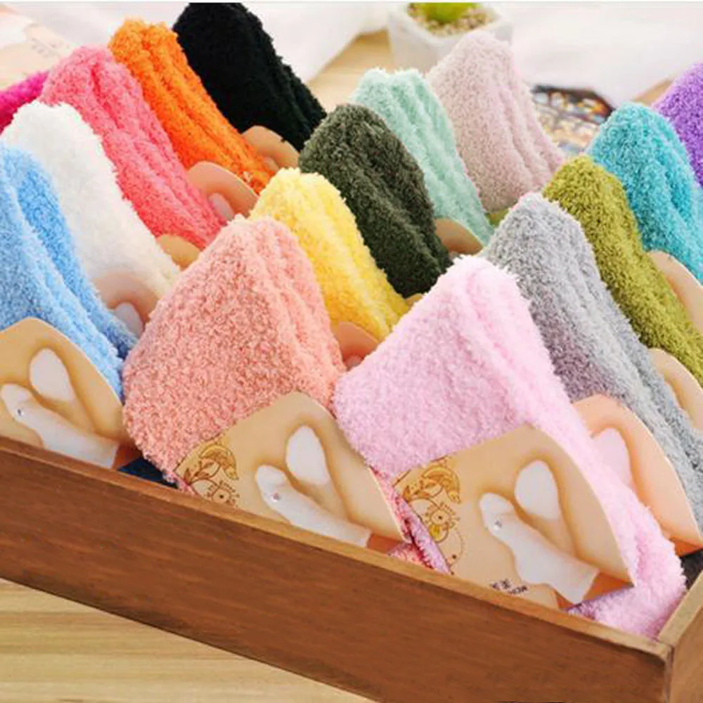 

Fabulous Elastic Home Women Girls Soft Bed Floor Socks Fluffy Warm Winter Breathable Pure Various Colors Available Sock Dropship