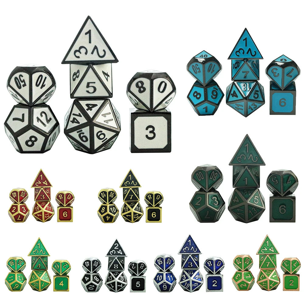 Набор металлических игральных костей большого размера (7 шт.) DND RPGs + 1 шт. сумка D4 D6