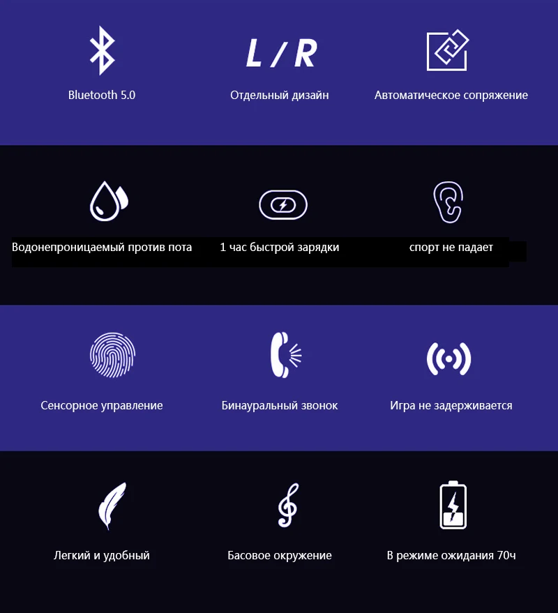 Сенсорные Bluetooth 5,0 наушники TWS беспроводные наушники Bluetooth стерео гарнитура спортивные наушники с микрофоном настоящие беспроводные наушники