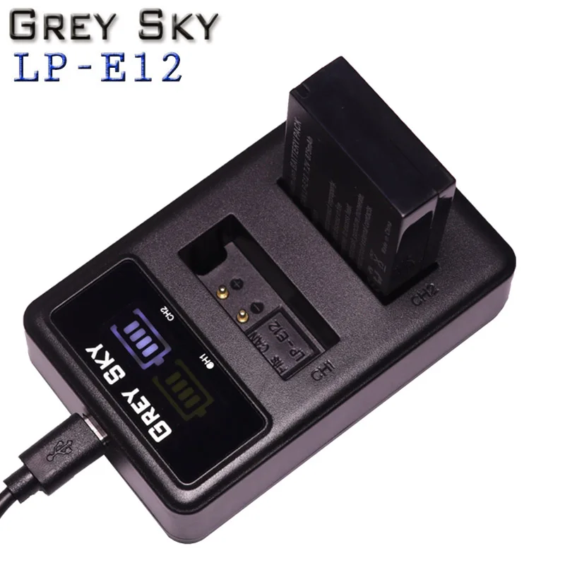 3 шт. LP E12 LPE12 Li Ion Батарея & светодиодный двойной USB Зарядное устройство для