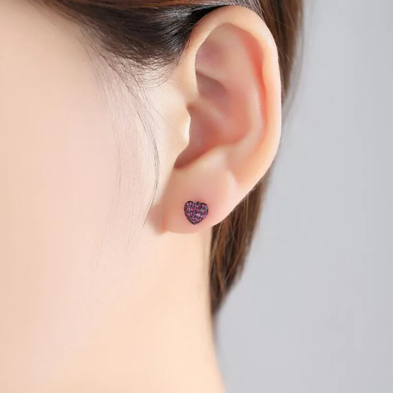Крошечные модные серьги с кубическим цирконием и кристаллом медведя сердцем