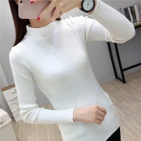 turtleneck sweater women pullovers autumn casual knitted sweater femme pink solid jumper knitwear gray22