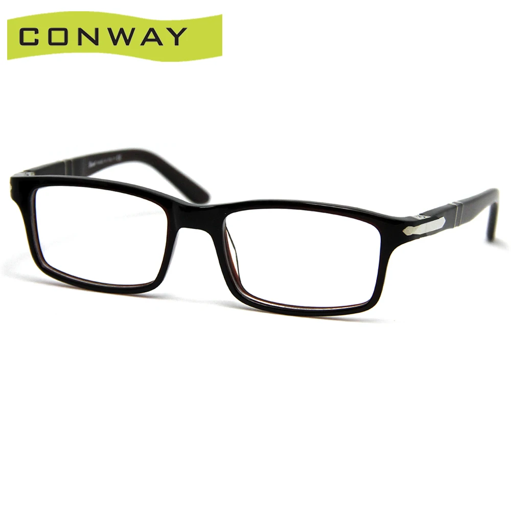 CONWAY, Личные очки, оправа, прозрачные линзы, прямоугольные оптические очки, ацетатная оправа, очки без рецепта, фирменный дизайн - Цвет оправы: Brown