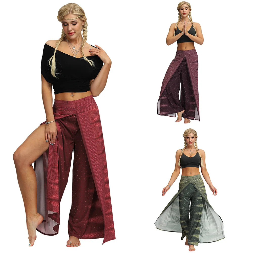 Брюки для йоги с цифровым принтом широкие штаны высокой талией большие