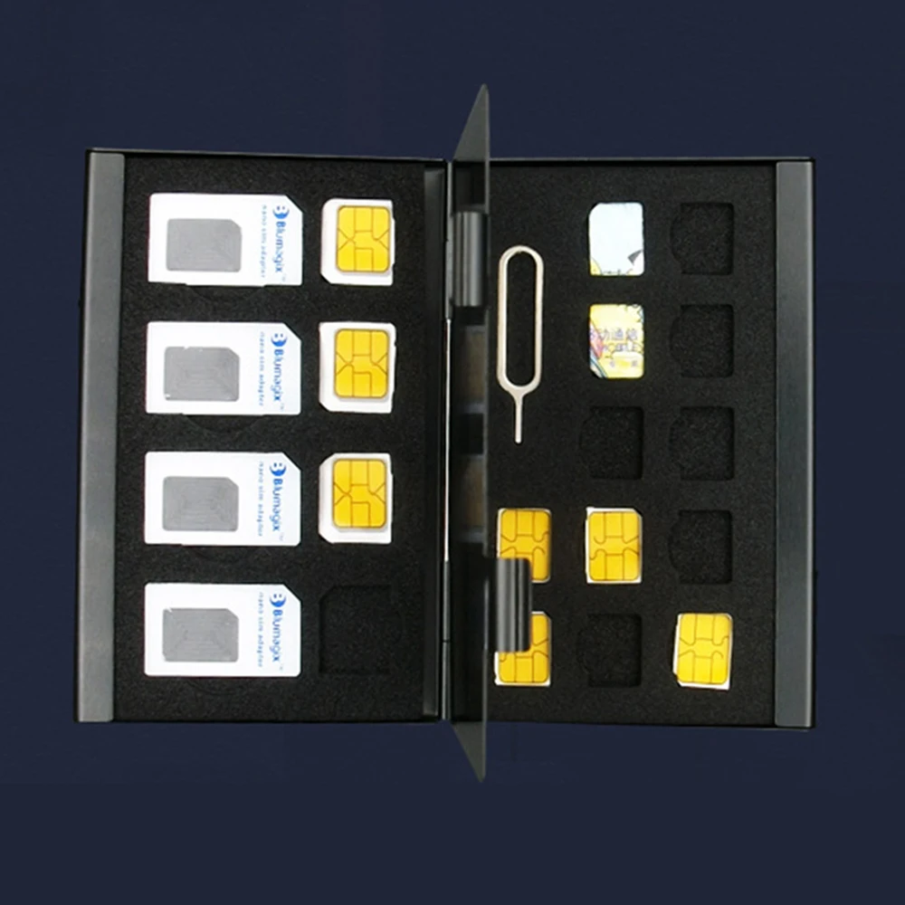 21 в 1 алюминиевая портативная SIM-карта Micro Pin Nano коробка для хранения карт памяти