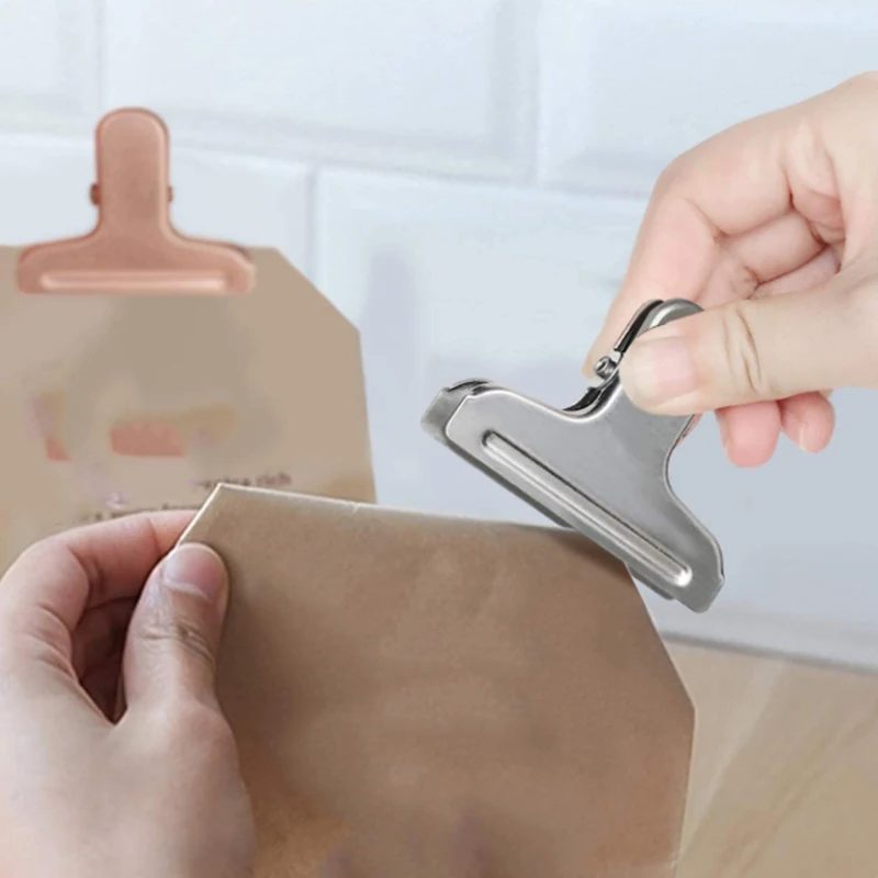 

5cm Wide Chip Bag Clips Stainless Steel Heavy Duty Chip Round Smooth Edge Snack Bag Clips Folder Sealing Clip,10 Packs