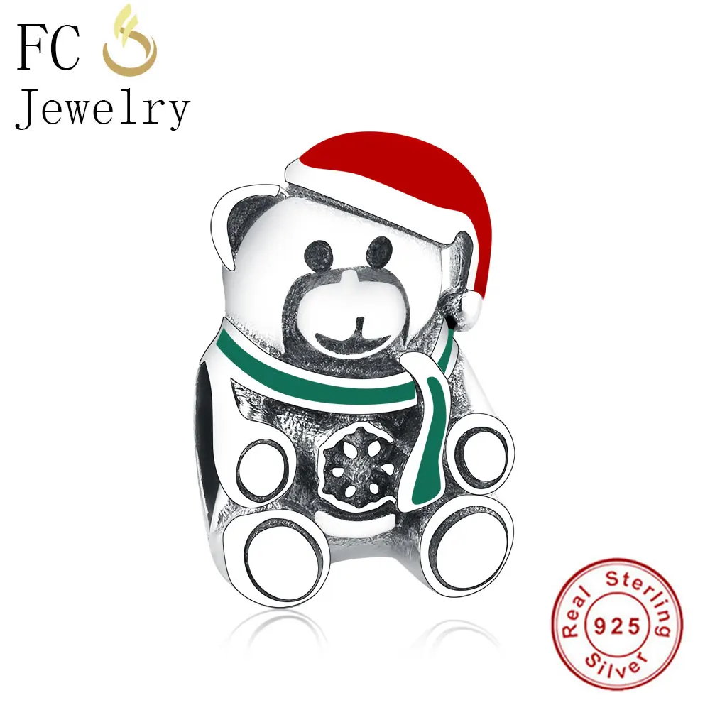 Подвеска для браслета из серебра 925 пробы с эмалированным медведем|Бусины| |