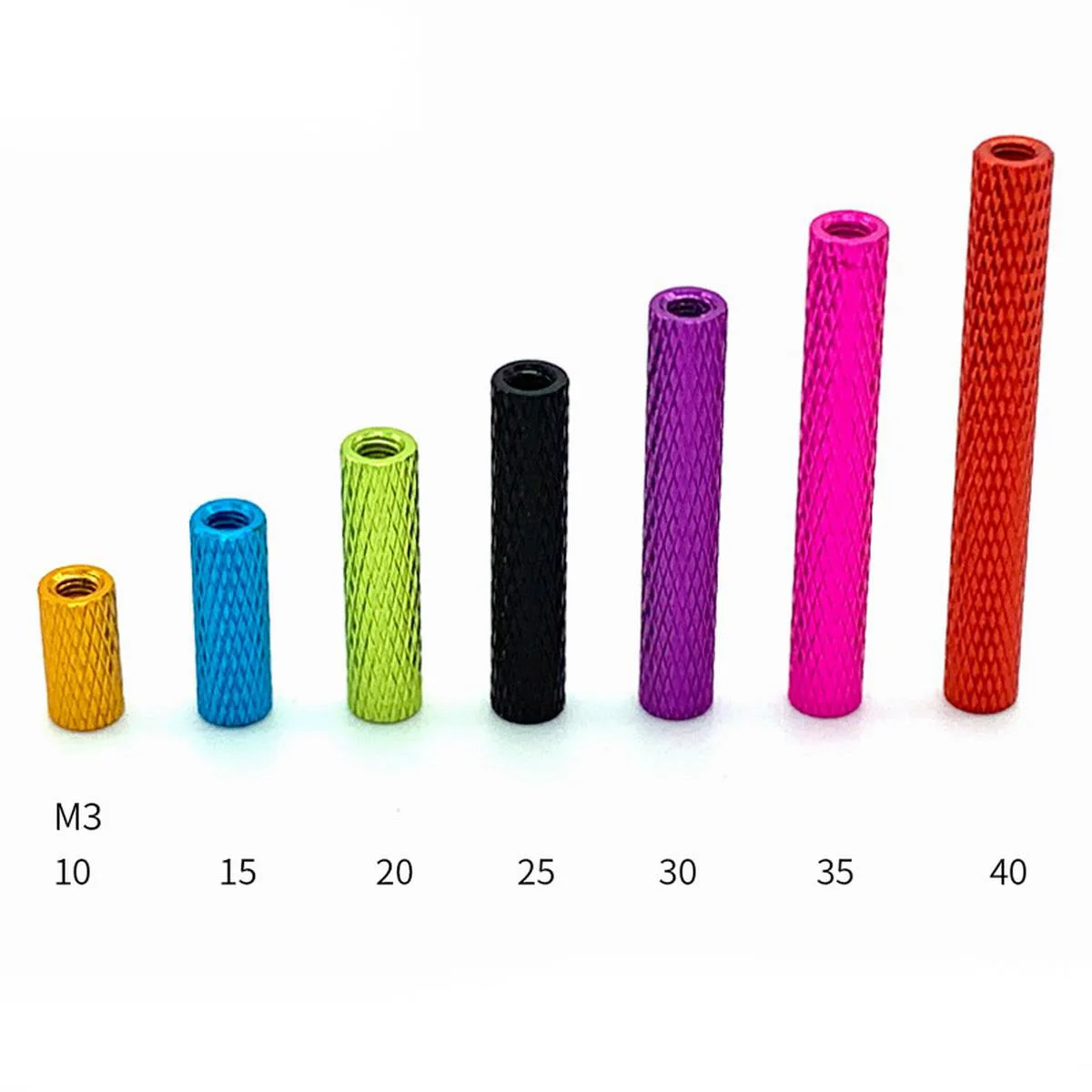 

10pcs M3 Aluminum Column post 6mm 10mm 15mm 20mm 23 25mm 28 30mm 37mm 35mm 40 45 50mm Round Alloy Knurled Standoff Spacer Stud