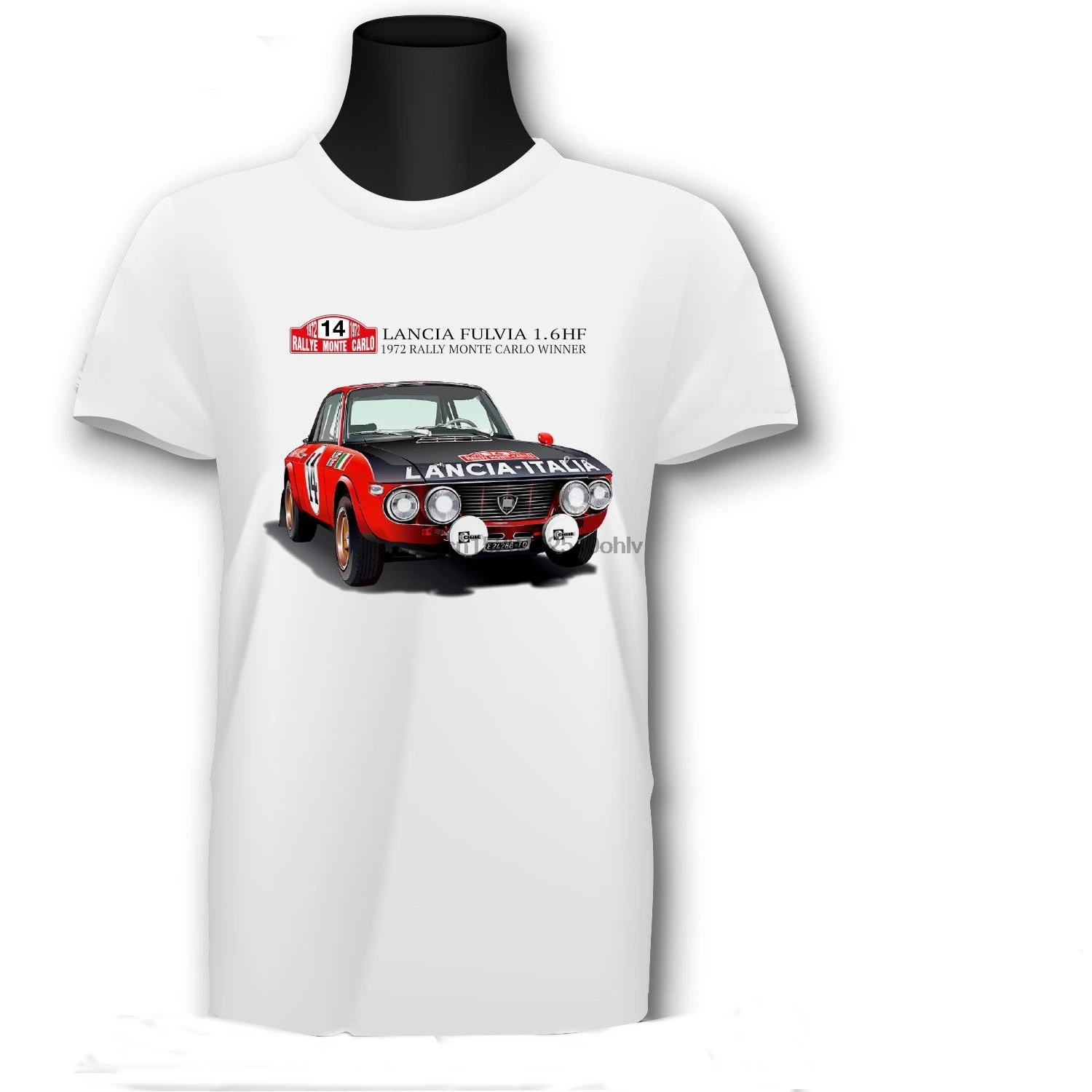 

Men Short Sleeve T Shirt Lancia Fulvia Hf Italy Rally Montecarlo 1972 Winner Cibe Old Wrc