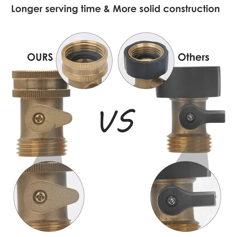 Promotion! 3/4 Inch Solid Brass Shut Off Valve Garden Hose Connector 2 Pack Heavy Duty Water Turn Ball Adapter F |