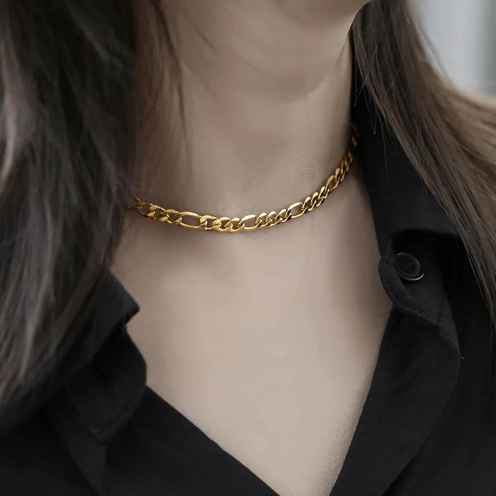 5 мм широкий Позолоченный Нержавеющая Сталь Figaro звено цепи ожерелья для мужчин