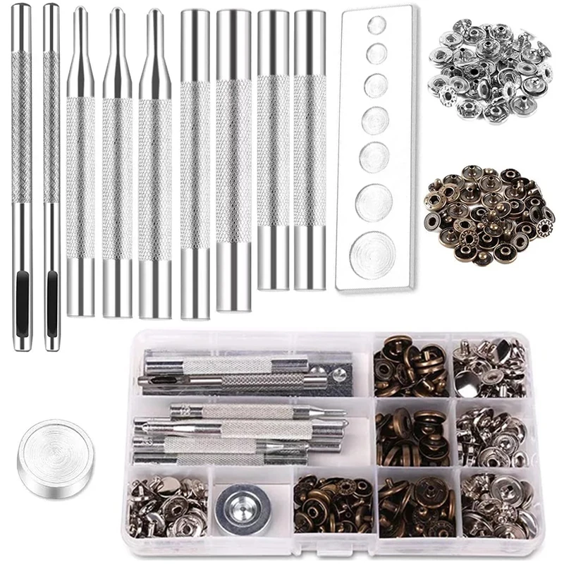 Набор кожаных застежек KAOBUY металлические защелки с инструментами для одежды