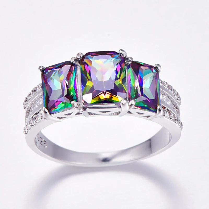 Разноцветное кольцо из ed циркония Дамское фиолетовое роскошное ювелирное