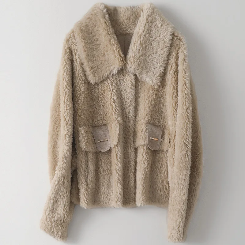 Winter High Quality Lapel Wool Loose Coat for Women Office Lady Thick Warm Fashion New Fur Jacket Short Fashion Trend Outwear