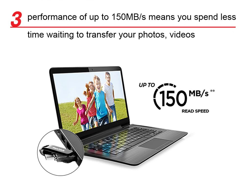 SanDisk флеш-накопитель USB 32 Гб 64 Гб 128 ГБ 256 ГБ ультра двойной USB3.1 диск OTG type-C флеш-накопитель 150 м/с для смартфонов и ноутбуков