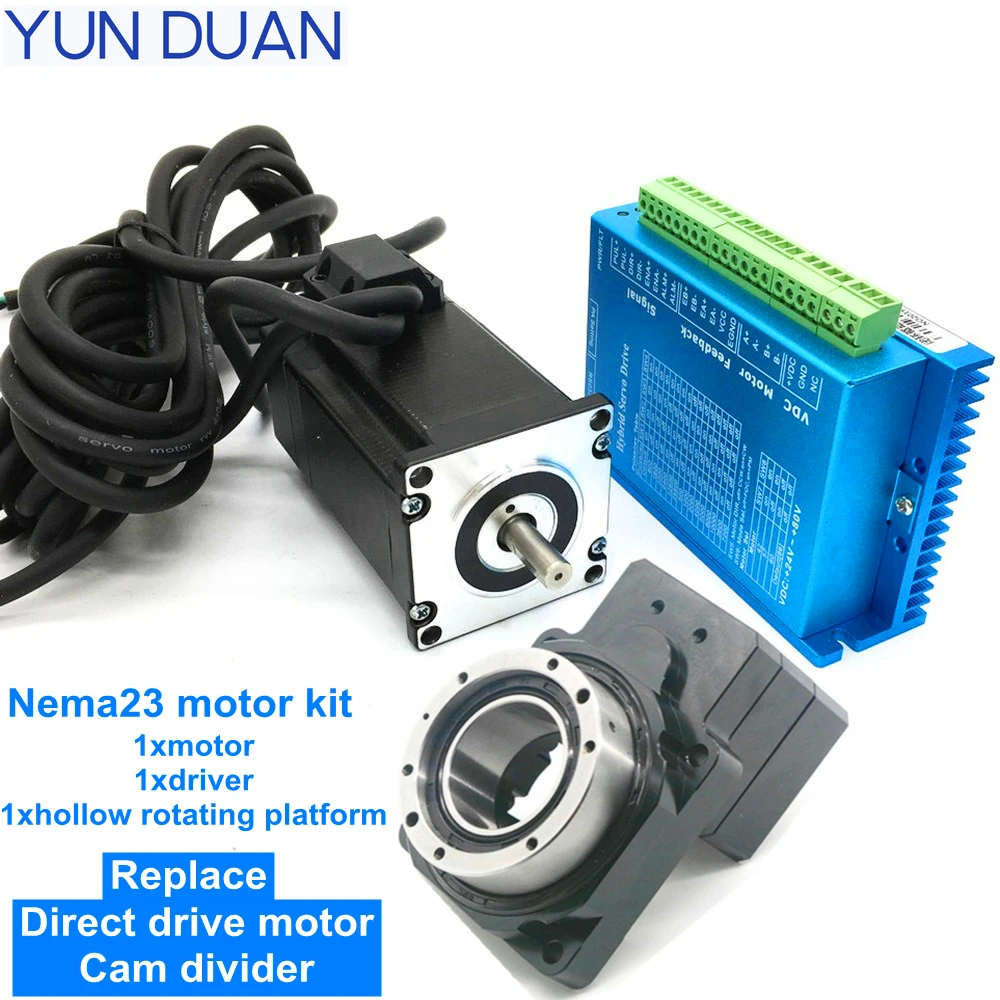 Nema23 комплект шагового двигателя (двигатель драйвер полая вращающаяся платформа)