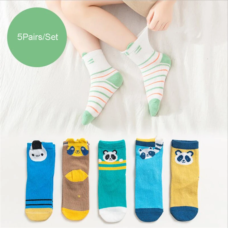 5 пар/комплект детские носки хлопковые с мультяшным рисунком для маленьких