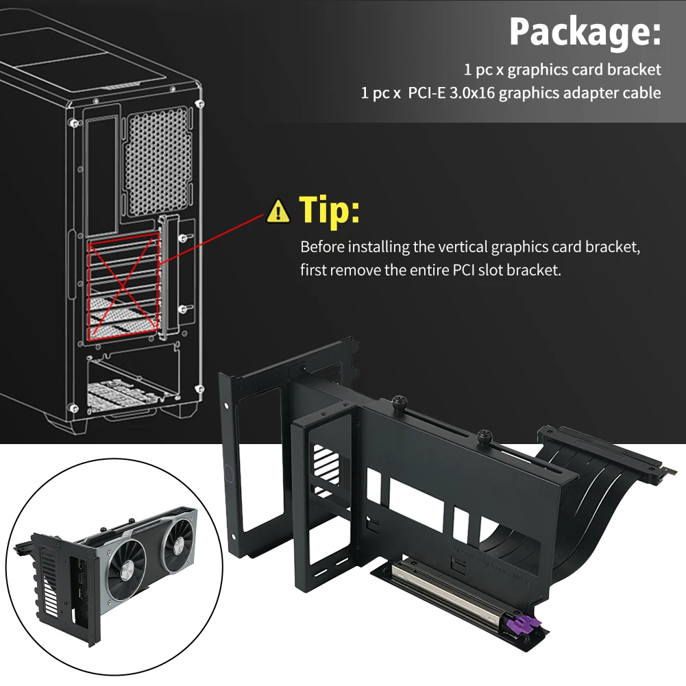 

PC Support GPU Vertical Holder Graphics Card Bracket With Extension Cable Professional Reversing Stand PCI-E 3.0 X16 Practical